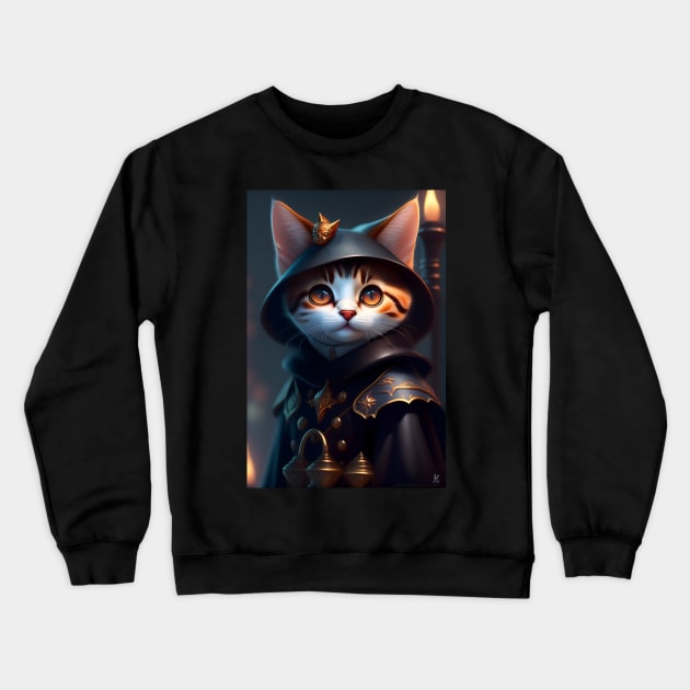 Witch Cat - Modern Digital Art Crewneck Sweatshirt by Ai-michiart